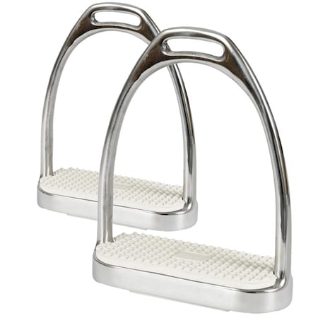 Jacks Imports Stainless Steel Fillis Stirrups with White Pads 4-1/4" 10516-4-1/4
